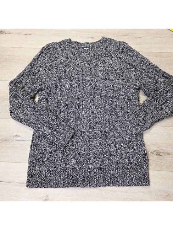 Lands End Sweaters - Lands End Drifter Fisherman Cable Knit Sweater Sz Lg 14-16 Black Heather